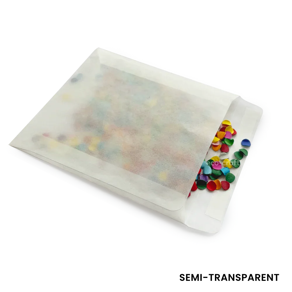 108x92mm Peel & Seal Glassine Bag by eco-craft - made in the UK