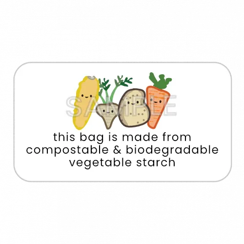 This Bag is Made from Compostable & Biodegradable Vegetable Starch' Printed Labels (65 per sheet) by eco-craft - made in the UK