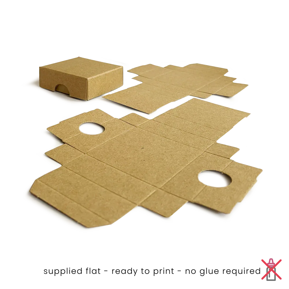 50x50x17mm Box & Lid - Hairy Manilla by eco-craft - made in the UK