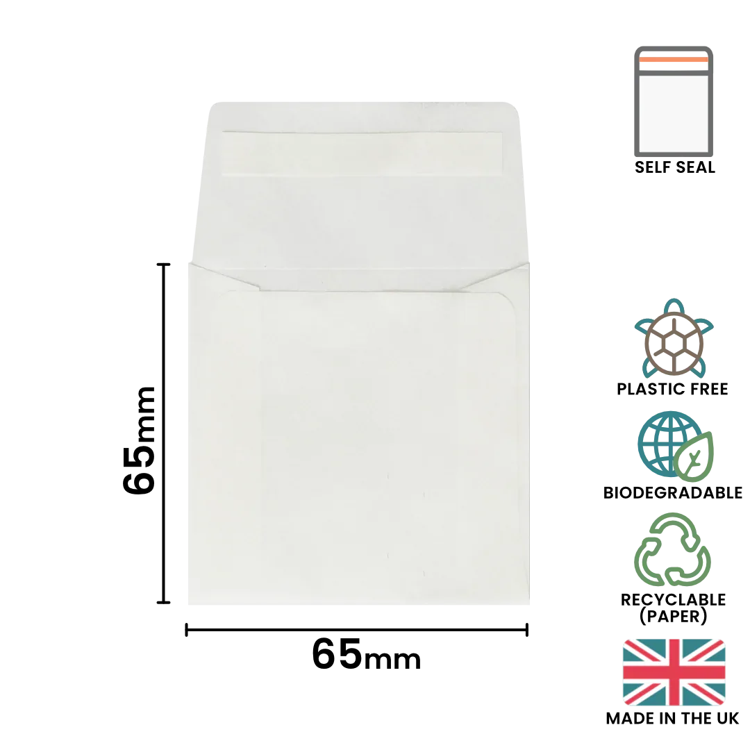 65x65mm Peel & Seal Glassine Bag by eco-craft - made in the UK
