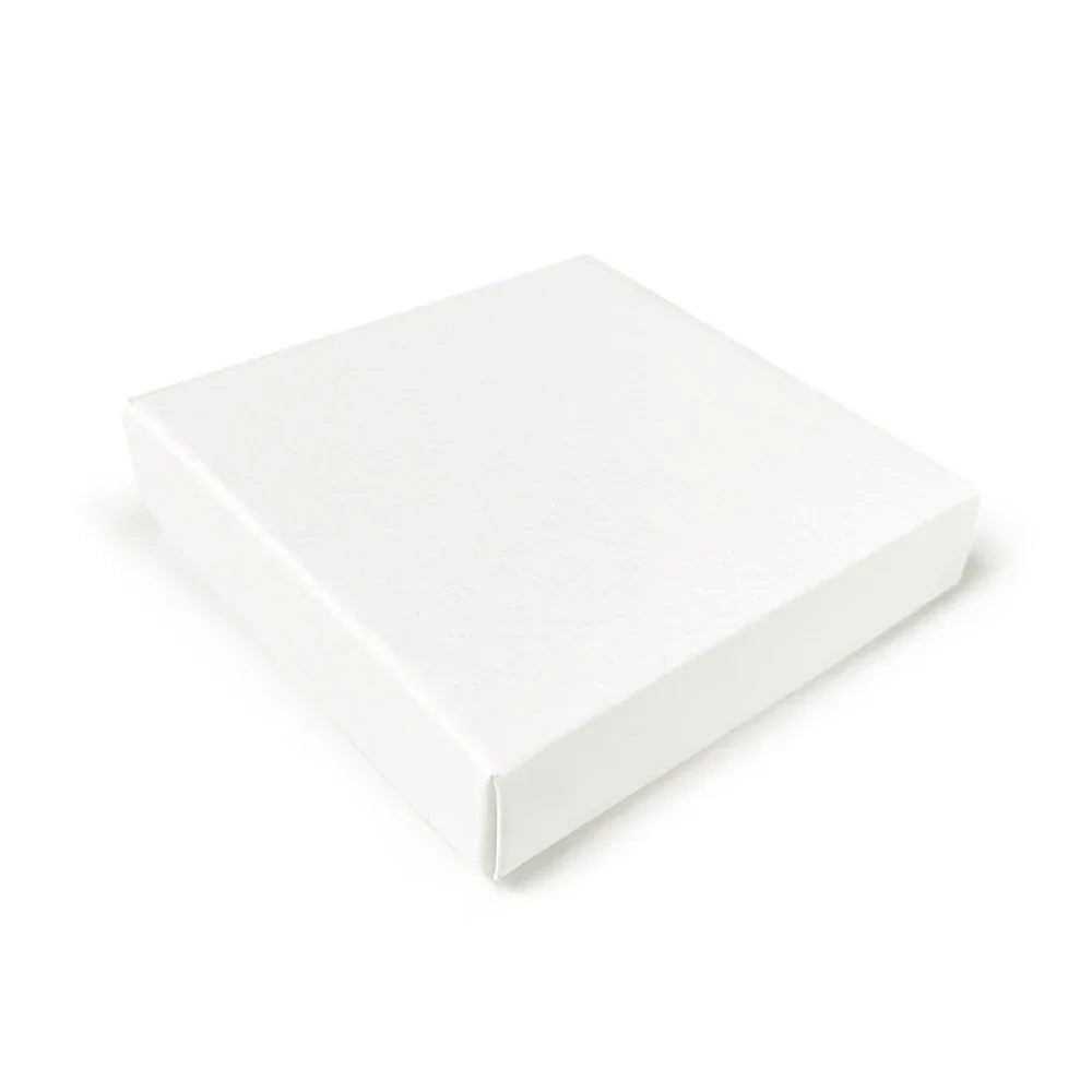90mm Square Gift Box & Lid - 90x90x20mm - Felt White by eco-craft - made in the UK