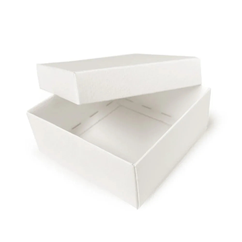 90x90x38mm - Deep Square Gift Box & Lid - Felt White by eco-craft - made in the UK