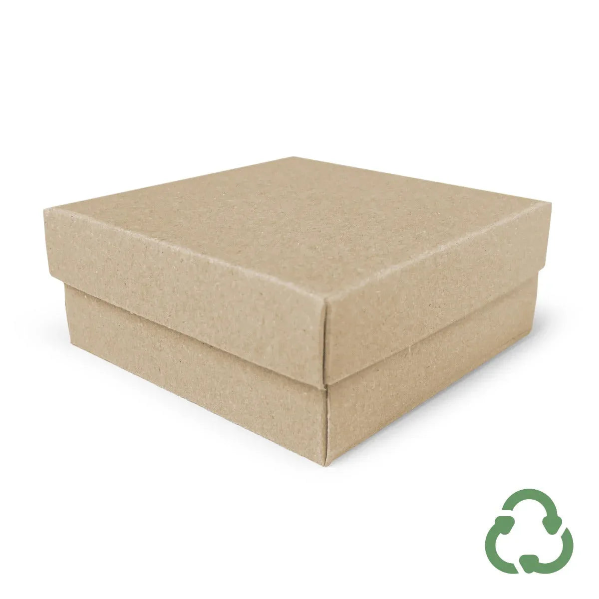 90x90x38mm - Deep Square Gift Box & Lid - Hairy Manilla (Kraft Brown) by eco-craft - made in the UK