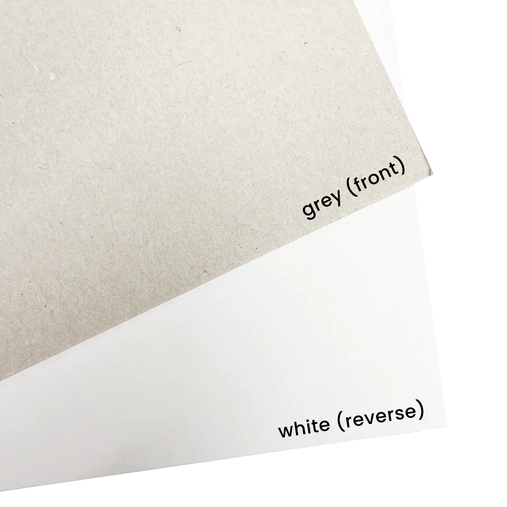 A4 Recycled White-Faced Duo Board - Duo Grey by eco-craft - made in the UK