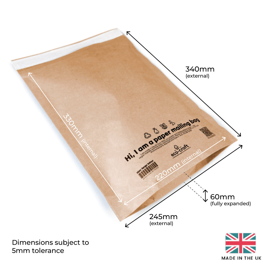 Paper Postal Mailer - 245x340x60mm (Large Letter)
