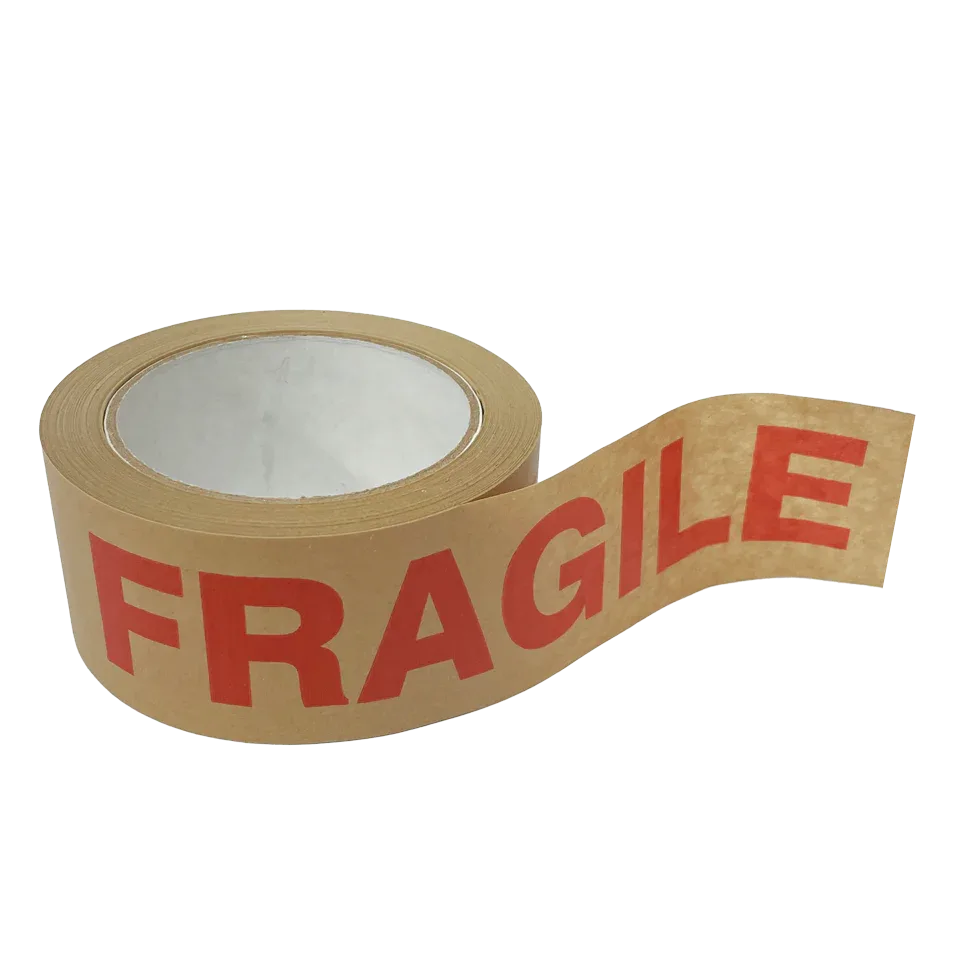 Self Adhesive Paper Kraft Brown Fragile Tape (50mm) by eco-craft - made in the UK
