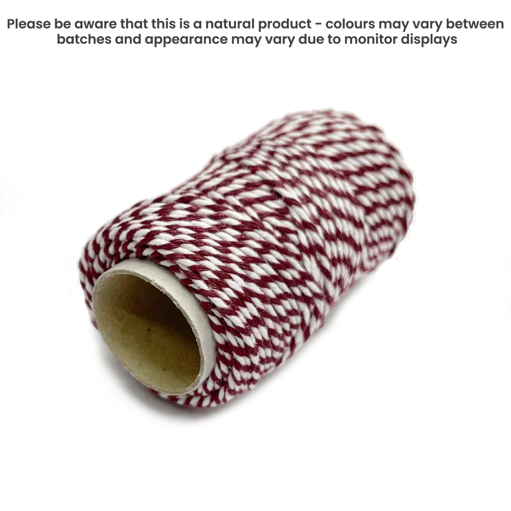 20m Bakers Twine - Burgundy / White by eco-craft - made in the UK