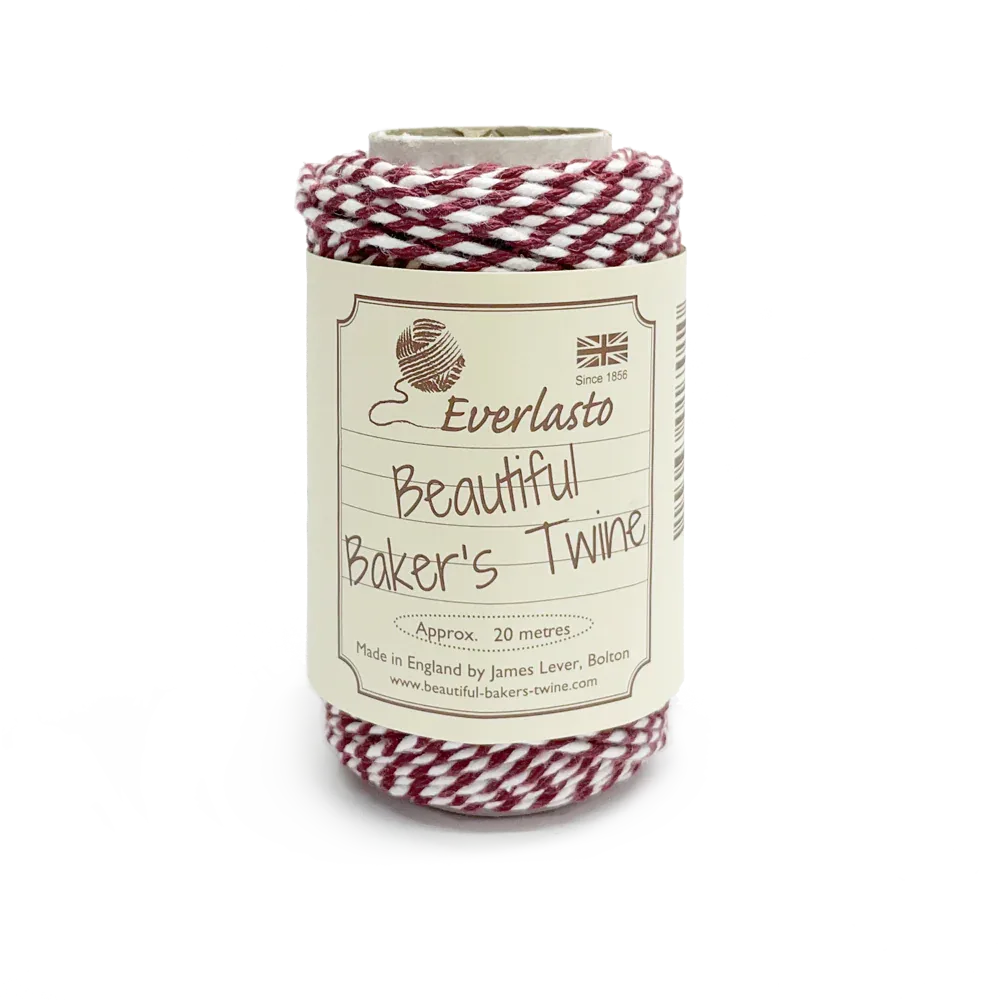 20m Bakers Twine - Burgundy / White by eco-craft - made in the UK