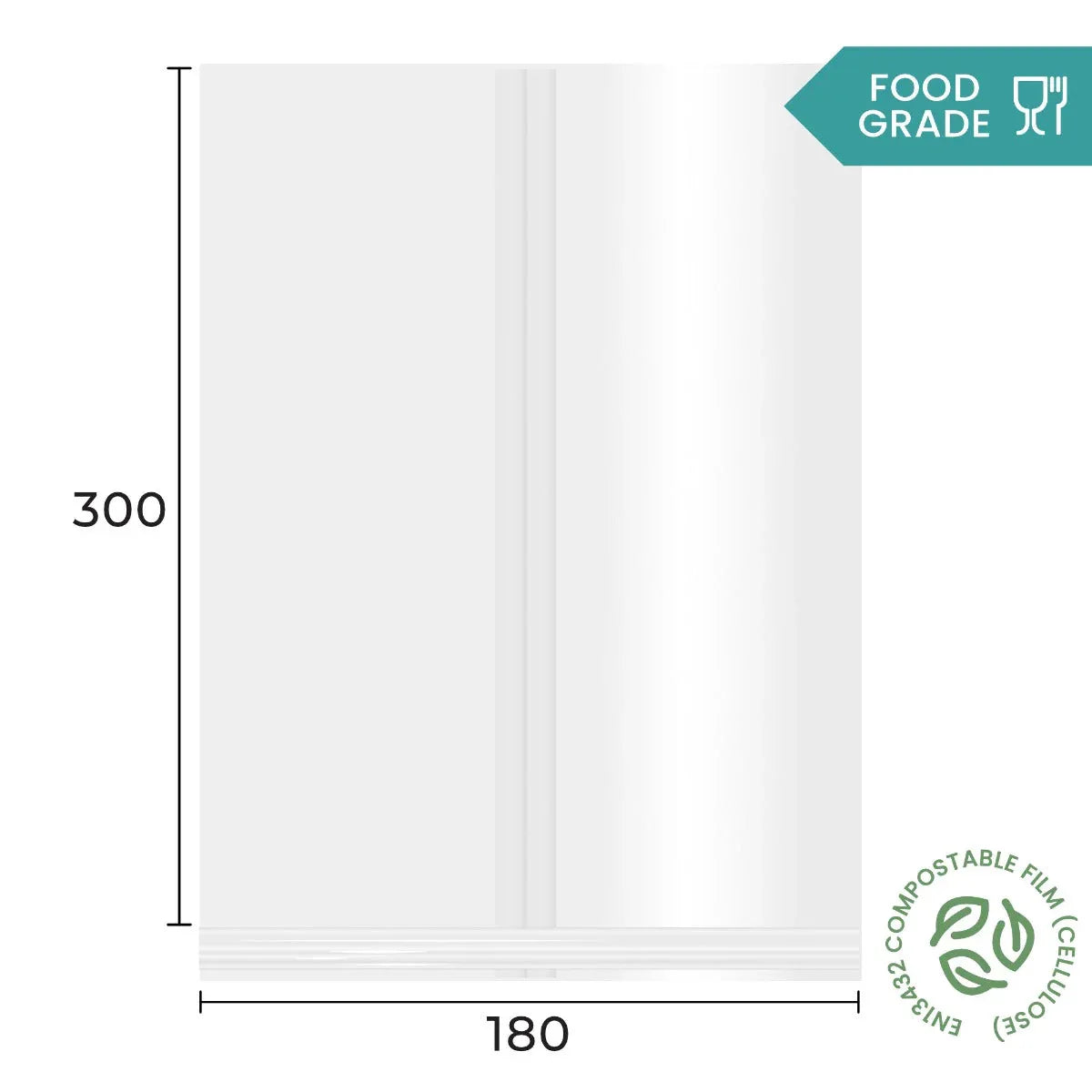 180 x 300mm Cellulose Clear Display Bag by eco-craft - made in the UK