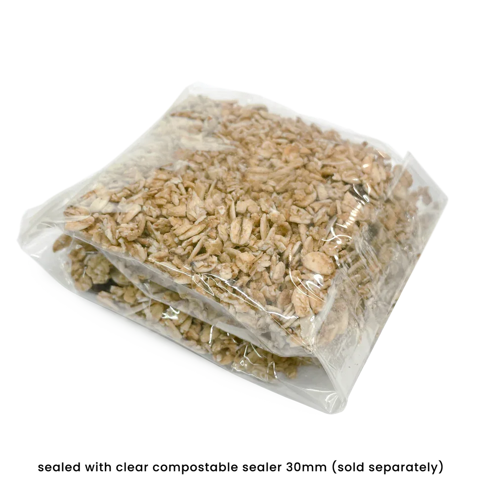 130 x 74 x 45mm Folded-Base Cellulose Clear Gusset Bag by eco-craft - made in the UK
