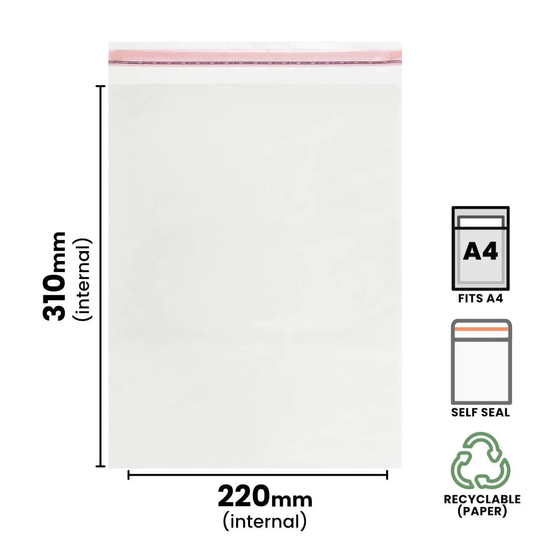 220x310mm Peel & Seal Glassine Envelope by eco-craft - made in the UK