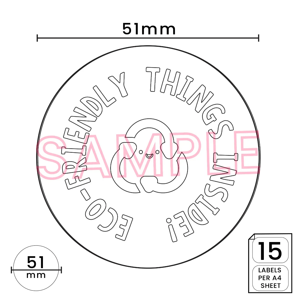 Eco-Friendly Things Inside' Printed Labels (15 per A4 sheet) by eco-craft - made in the UK