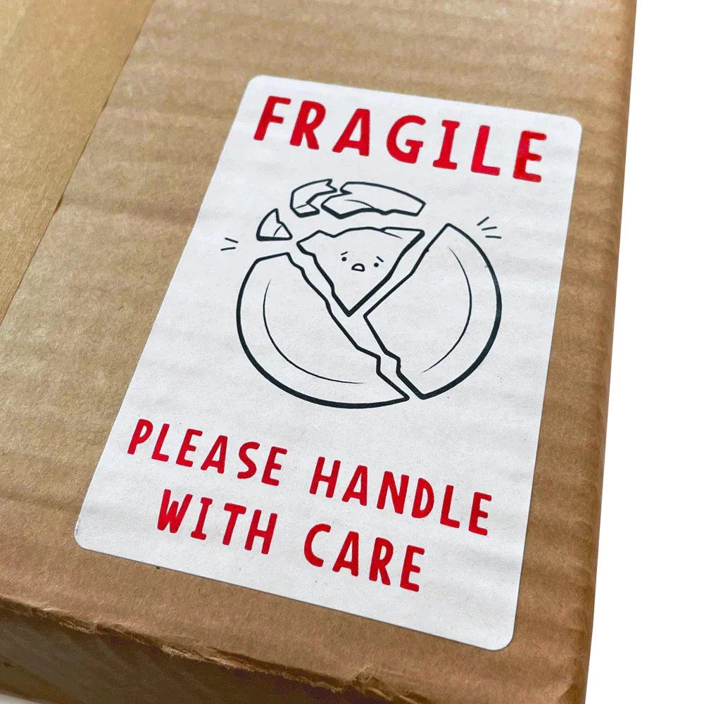 FRAGILE' Printed Labels (8 per A4 sheet) by eco-craft - made in the UK