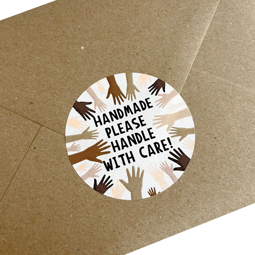 Handmade, Please Handle With Care' Printed Labels (15 per A4 sheet) by eco-craft - made in the UK