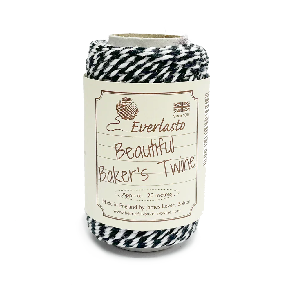 20m Bakers Twine - Black / White by eco-craft - made in the UK
