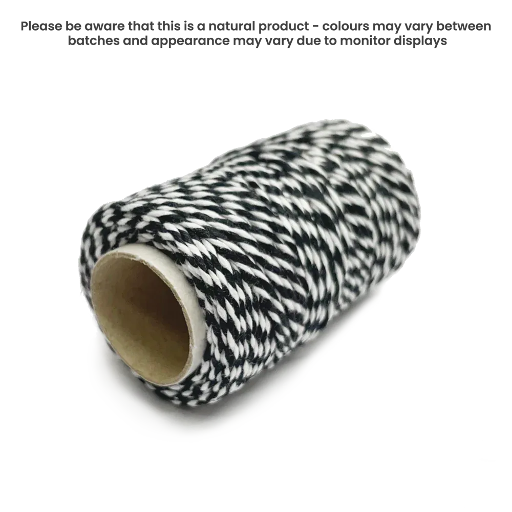 20m Bakers Twine - Black / White by eco-craft - made in the UK