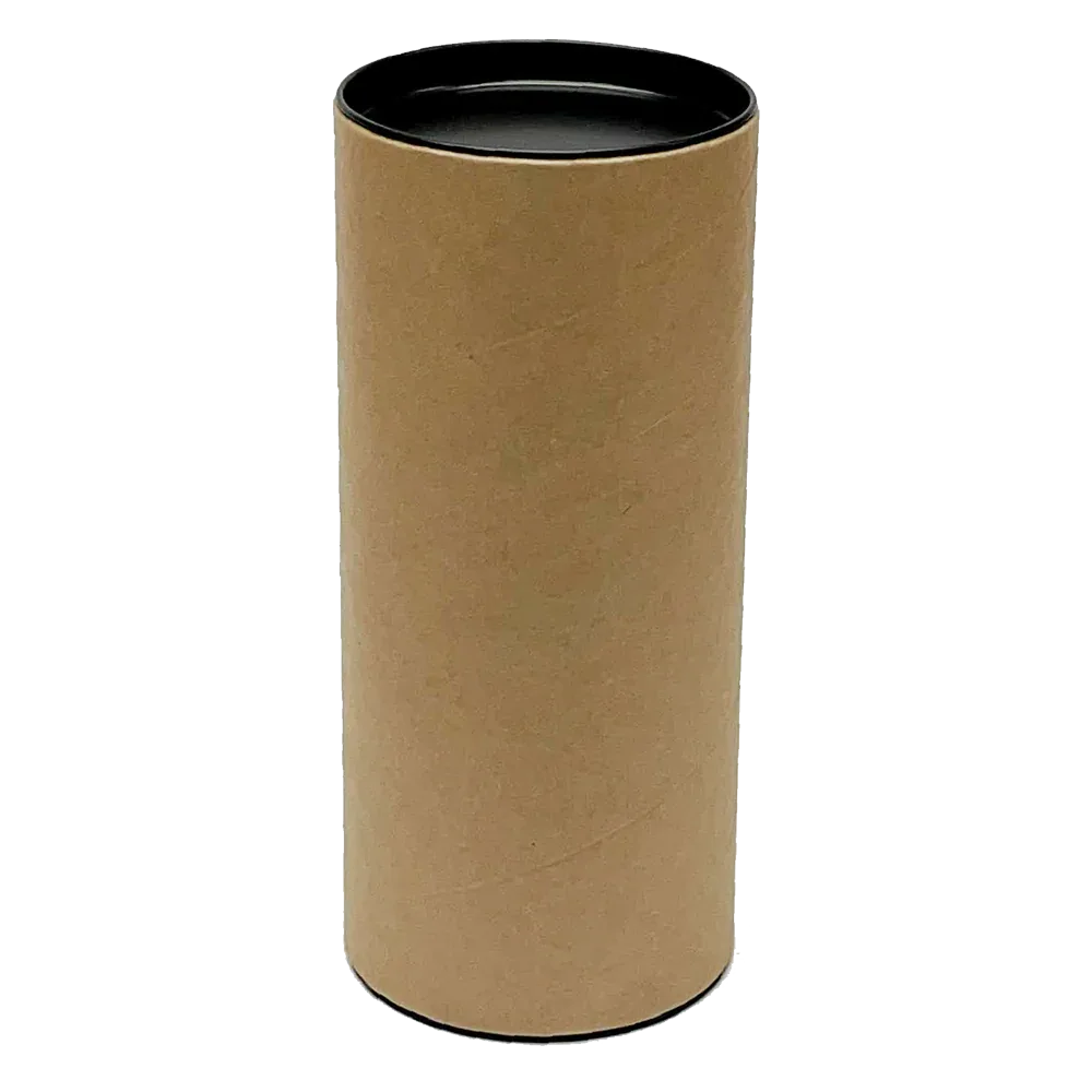 180mm x 76mm Packaging Tube - Black Ends Caps by eco-craft - made in the UK