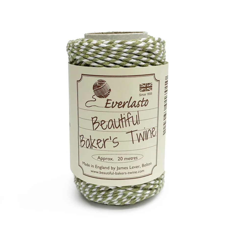 20m Bakers Twine - Olive / White by eco-craft - made in the UK