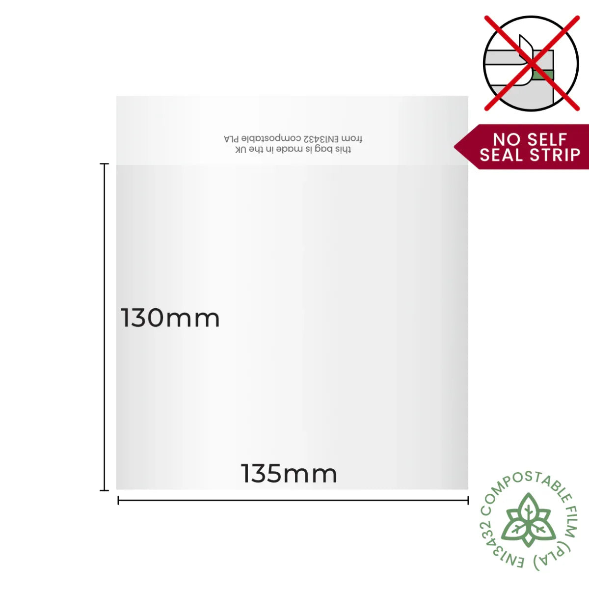 130x135mm Plain Lip Compostable Bag by eco-craft - made in the UK