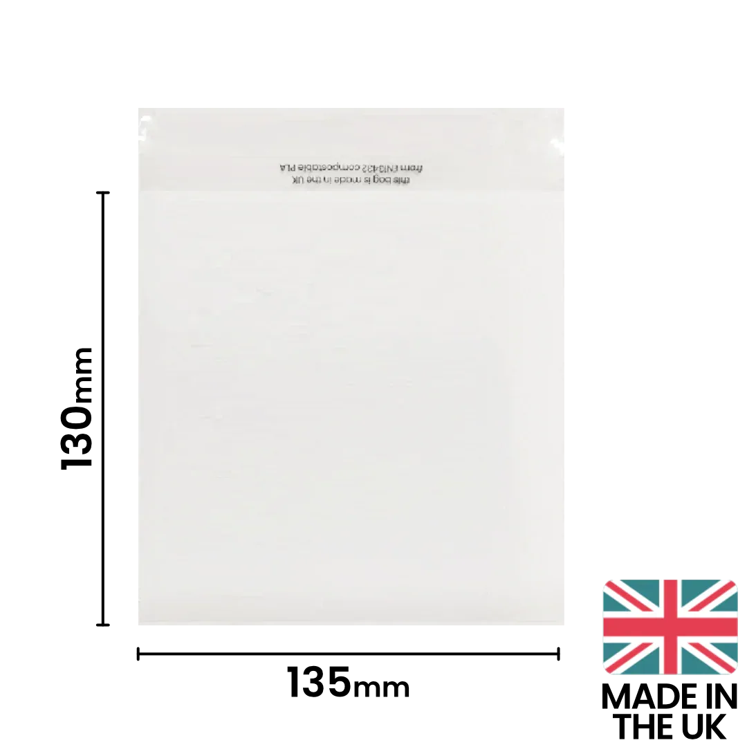 130x135mm Plain Lip Compostable Bag by eco-craft - made in the UK