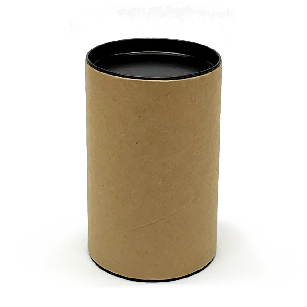 120mm x 76mm Packaging Tube - Black Ends Caps by eco-craft - made in the UK