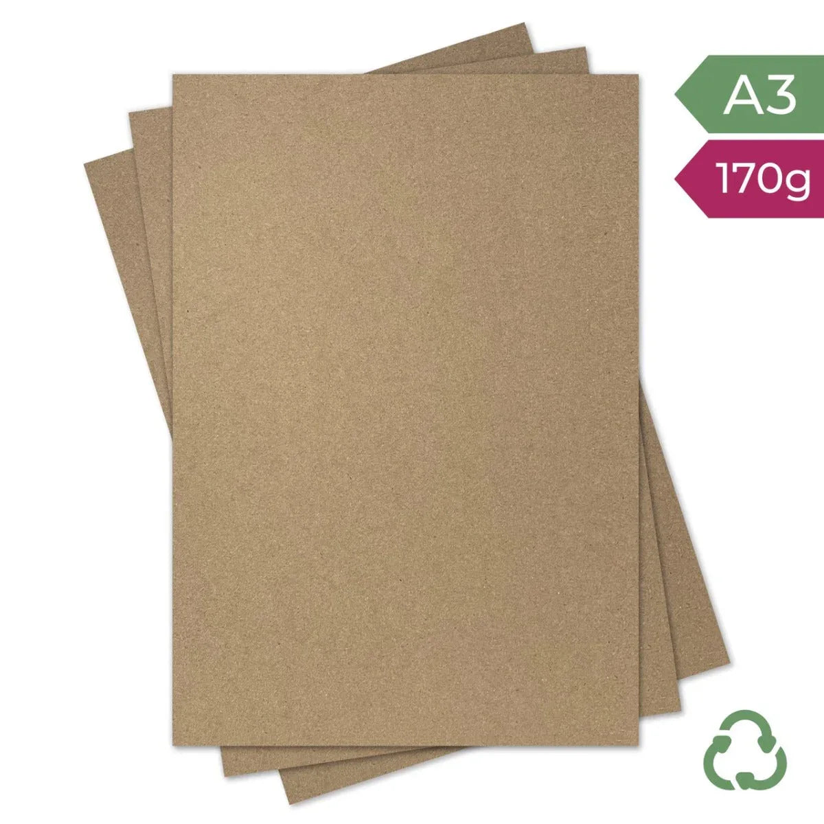 A3 Thin Card - Hairy Manilla (Kraft Brown) - 170g by eco-craft - made in the UK
