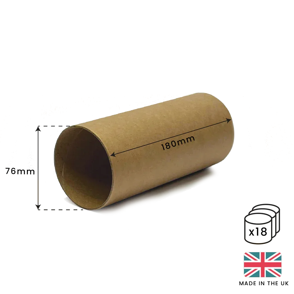 180mm x 76mm Packaging Tube - Black Ends Caps by eco-craft - made in the UK