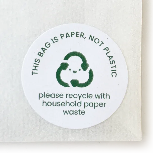 This Bag is Paper' Printed Labels for Glassine Bag (70 per A4 sheet) by eco-craft - made in the UK