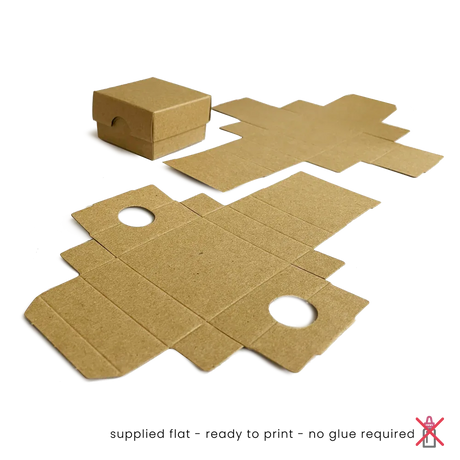 50x50x30mm Box & Lid - Hairy Manilla by eco-craft - made in the UK