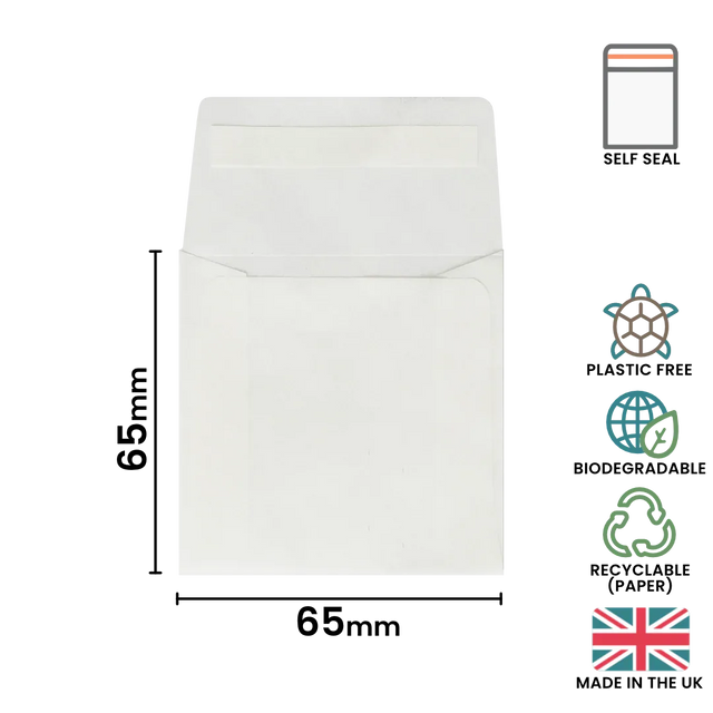 65x65mm Peel & Seal Glassine Bag by eco-craft - made in the UK