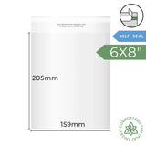6x8 inch (159x205mm) Self Seal Compostable Bag by eco-craft - made in the UK