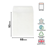 92x68mm Peel & Seal Glassine Bag by eco-craft - made in the UK