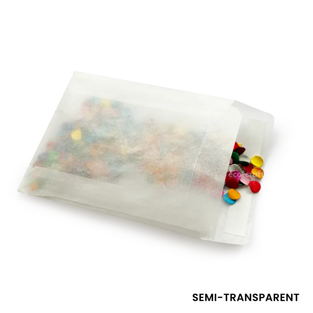 92x68mm Peel & Seal Glassine Bag by eco-craft - made in the UK