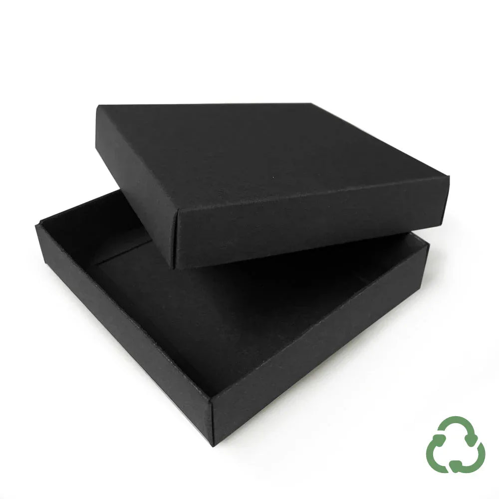 90mm Square Gift Box & Lid - 90x90x20mm - Black by eco-craft - made in the UK