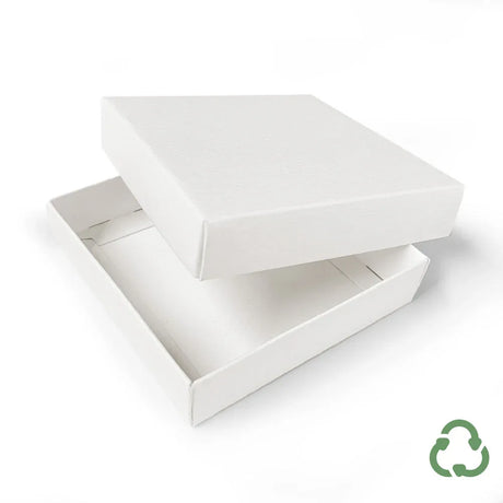 90mm Square Gift Box & Lid - 90x90x20mm - Felt White by eco-craft - made in the UK