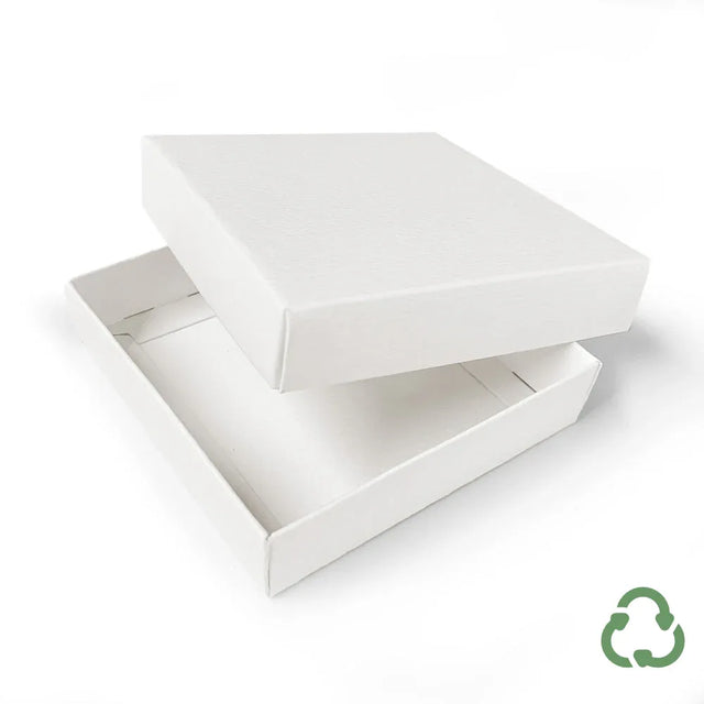90mm Square Gift Box & Lid - 90x90x20mm - Felt White by eco-craft - made in the UK