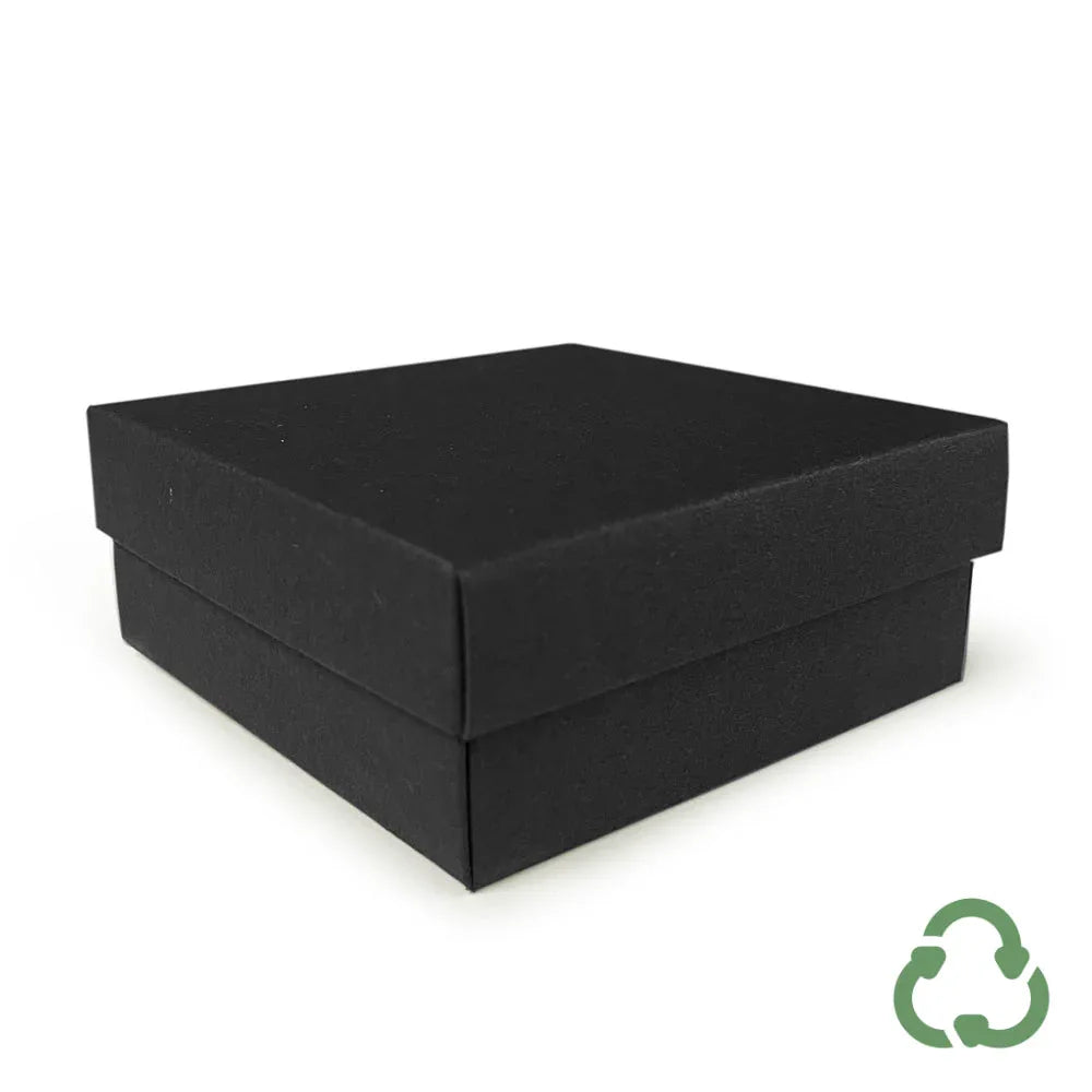 90x90x38mm - Deep Square Gift Box & Lid - Black by eco-craft - made in the UK