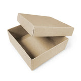 90x90x38mm - Deep Square Gift Box & Lid - Hairy Manilla (Kraft Brown) by eco-craft - made in the UK
