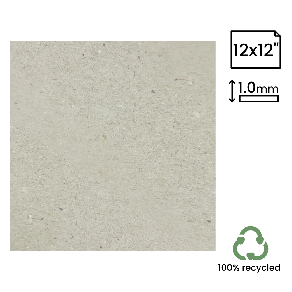 12x12" Recycled 1mm Greyboard (305x305mm) by eco-craft - made in the UK