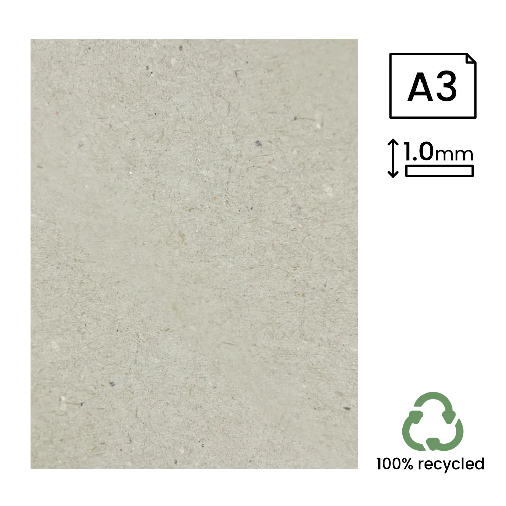 A3 Recycled 1mm Greyboard (297x420mm) by eco-craft - made in the UK