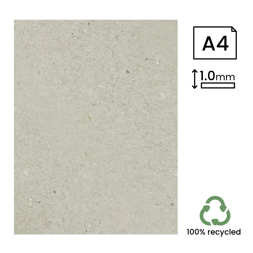A4 Recycled 1mm Greyboard (210x297mm) by eco-craft - made in the UK