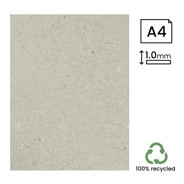 A4 Recycled 1mm Greyboard (210x297mm) by eco-craft - made in the UK