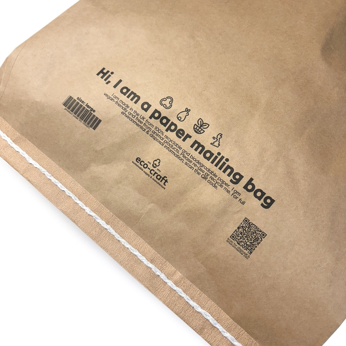 Durable Twin-Ply Kraft Mailing Sack - Large (600x330x100mm)