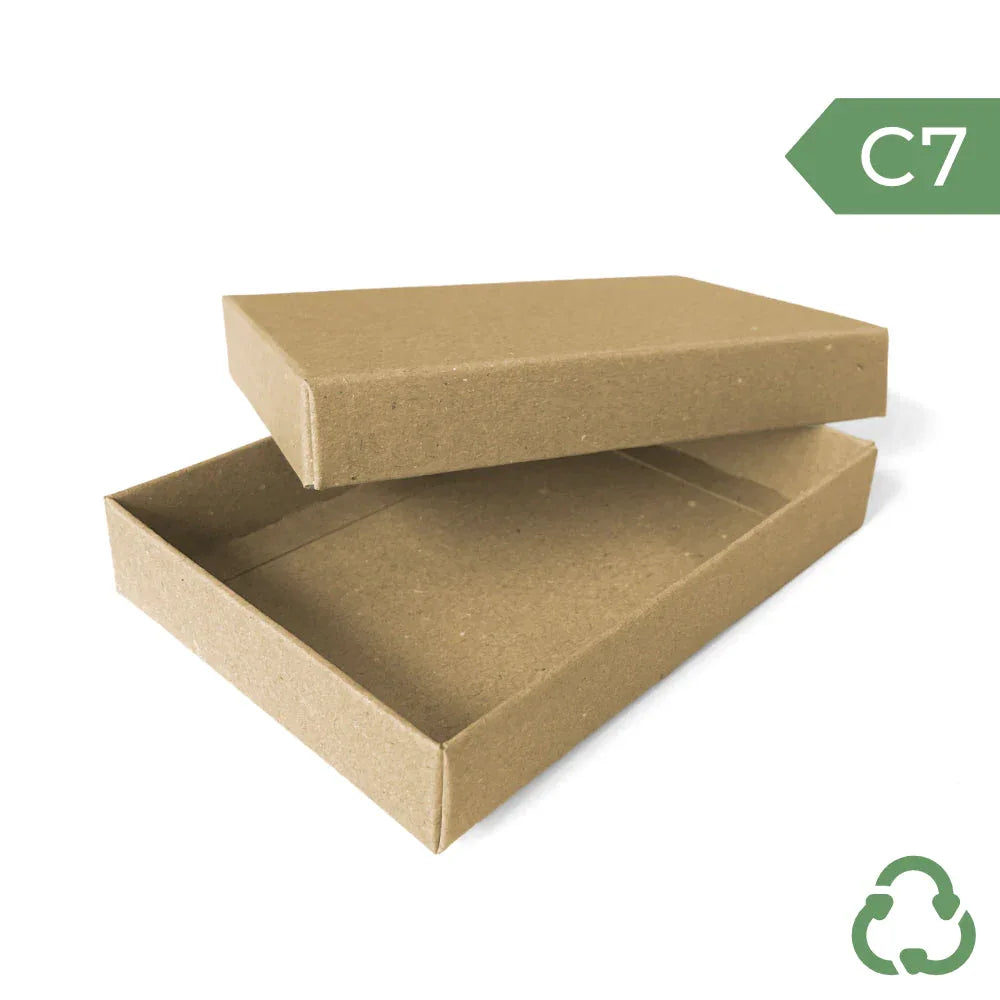 C7 Gift Box & Lid - 120x85x20mm - Hairy Manilla (Kraft Brown) by eco-craft - made in the UK