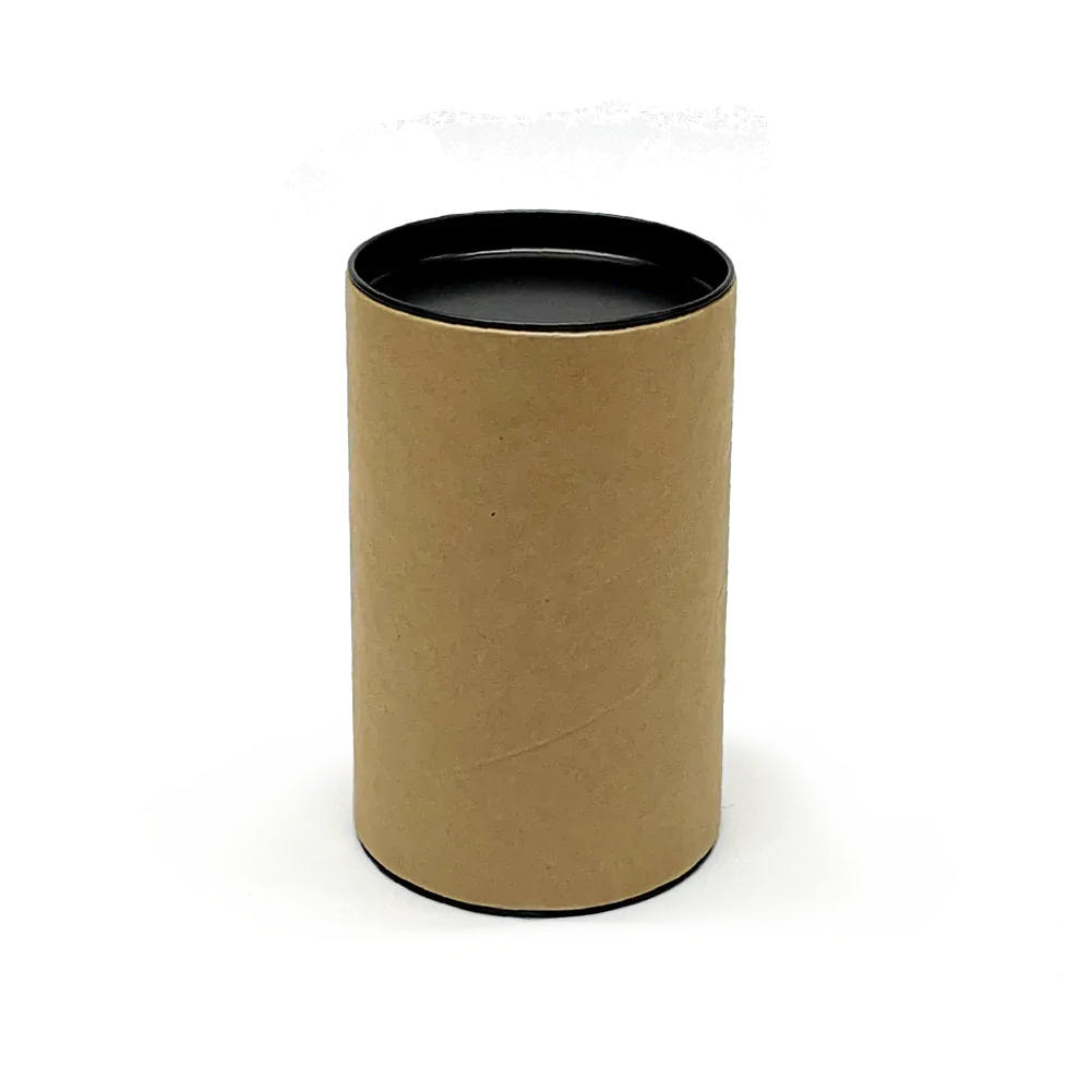 120mm x 76mm Packaging Tube - Black Ends Caps by eco-craft - made in the UK