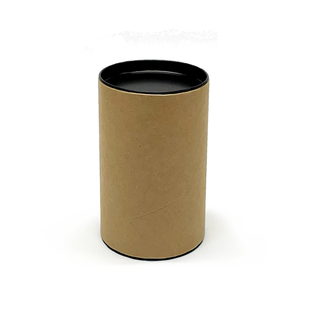 120mm x 76mm Packaging Tube - Black Ends Caps by eco-craft - made in the UK