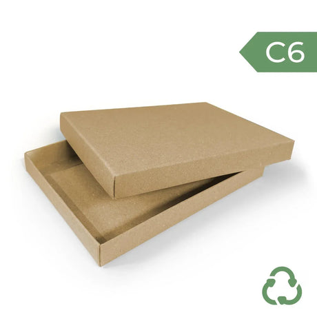 C6 Gift Box & Lid - 165x120x20mm - Hairy Manilla (Kraft Brown) by eco-craft - made in the UK