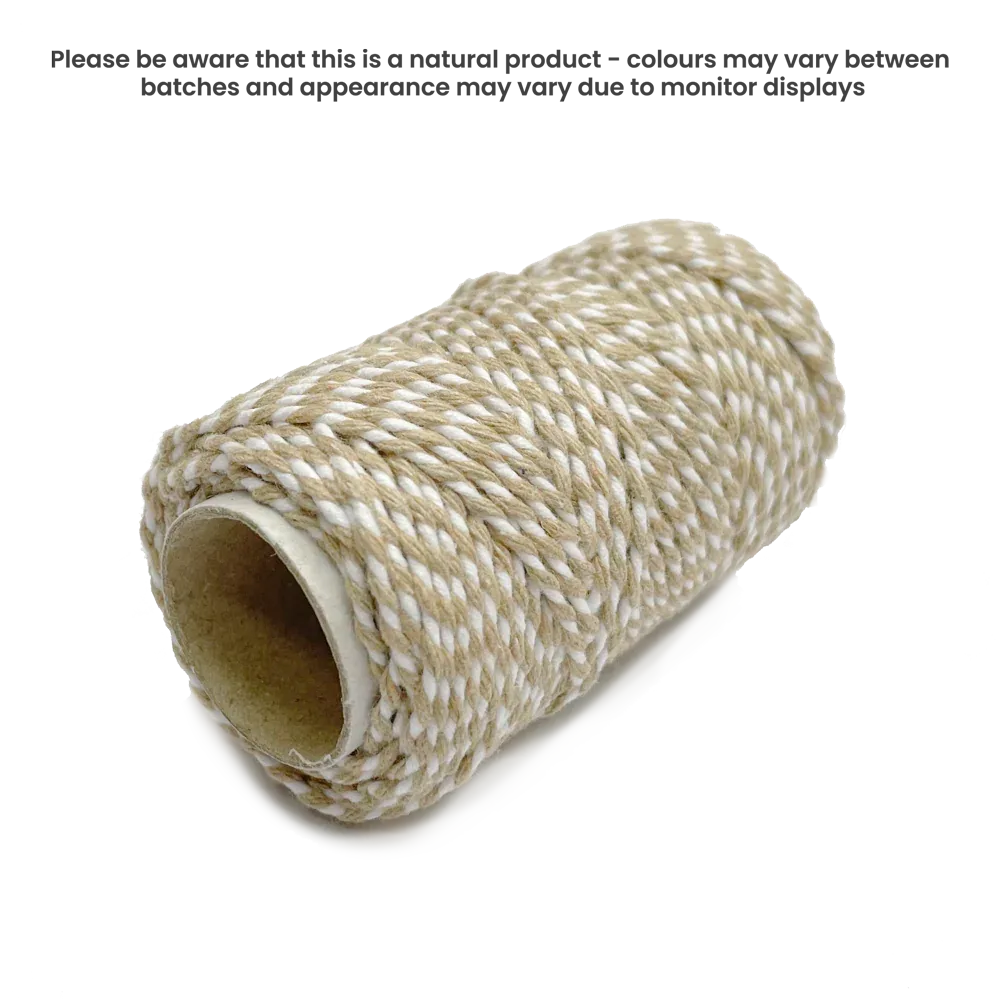 20m Bakers Twine - Blonde / White by eco-craft - made in the UK