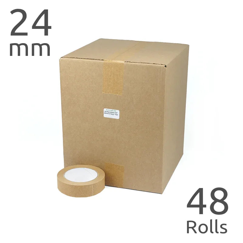 Wholesale Box Self Adhesive Paper Tape (24mm wide x 48 rolls) by eco-craft - made in the UK