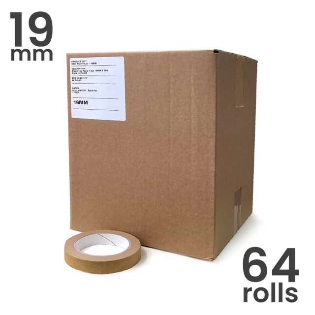 Wholesale Box Self Adhesive Paper Tape (19mm wide x 64 rolls) by eco-craft - made in the UK